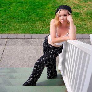 Adrienne Vittadini polka dot wide legged trousers